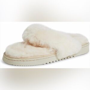 Fireside by Dearfoams Sydney Genuine Australian Shearling & Suede Cream Slippers